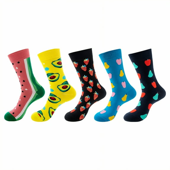 TELOLY 5Pairs Boot Socks for Women,Mid-Calf Length Womens Crew Socks,Fall-Winter Edition Men Socks,Combination2