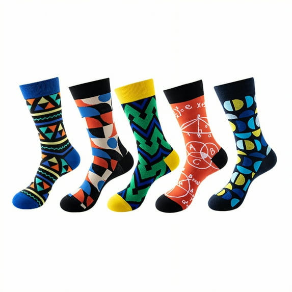 TELOLY 5Pairs Boot Socks for Women,Mid-Calf Length Womens Crew Socks,Mid-Calf Style Long Socks,Combination1