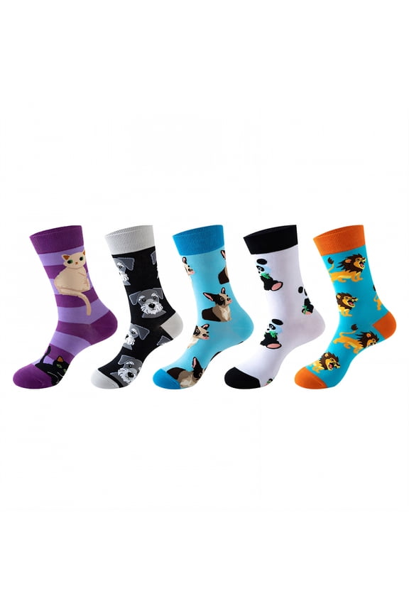 5Pairs Boot Socks for Women,Mid-Calf Length Womens Crew Socks,Mid-Calf Style Long Socks,Combination2