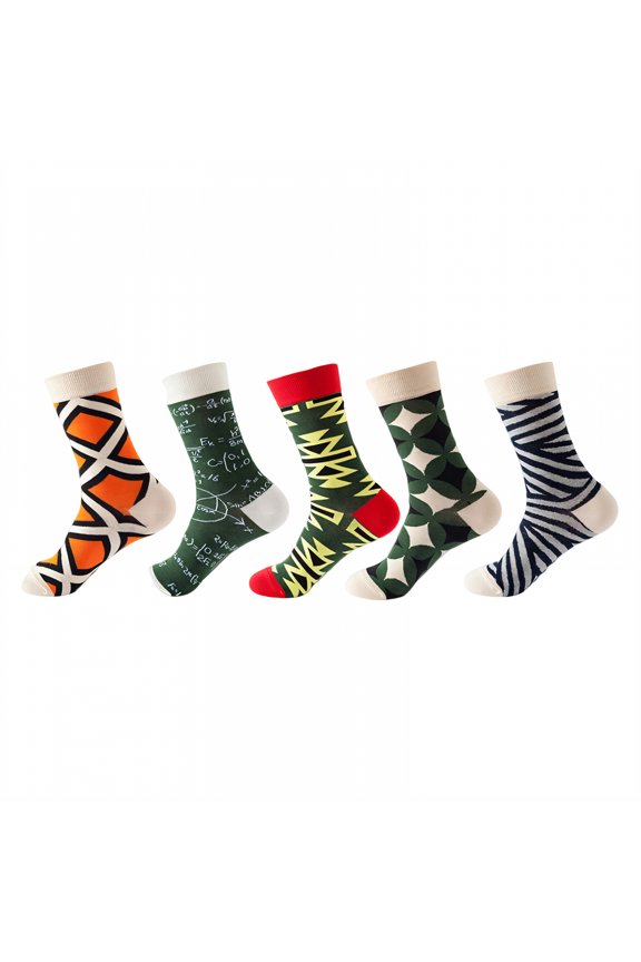 5Pairs Boot Socks for Women,Mid-Calf Length Womens Crew Socks,Mid-Calf Style Long Socks,Combination7