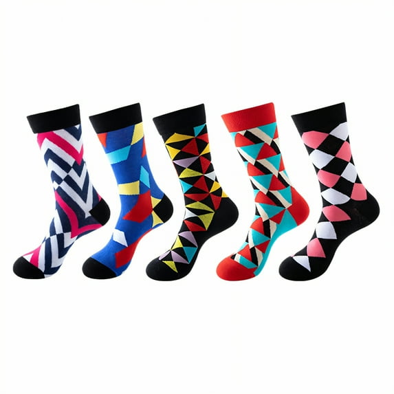TELOLY 5Pairs Boot Socks for Women,Mid-Calf Style Womens Crew Socks,Four Seasons Long Socks,Combination2