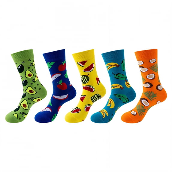 TELOLY 5Pairs Boot Socks for Women,Mid-Calf Style Womens Crew Socks,Four Seasons Long Socks,Combination4