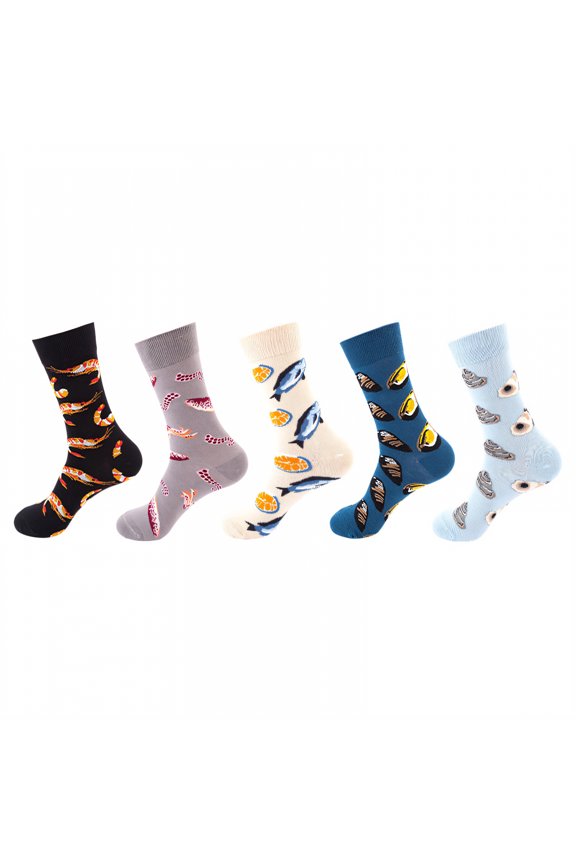 5Pairs Boot Socks for Women,Mid-Calf Style Womens Crew Socks,Four Seasons Long Socks,Combination7