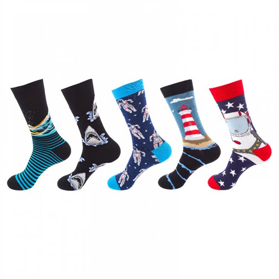 TELOLY 5Pairs Boot Socks for Women,One Size Fits Most Womens Crew Socks,Unisex Design Men Socks,Combination1