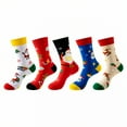 thumbnail image 1 of TELOLY 5Pairs Boot Socks for Women,One Size Fits Most Womens Crew Socks,Unisex Design Men Socks,Combination2, 1 of 1