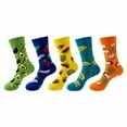 thumbnail image 1 of TELOLY 5Pairs Boot Socks for Women,One Size Fits Most Womens Crew Socks,Unisex Design Men Socks,Combination3, 1 of 1