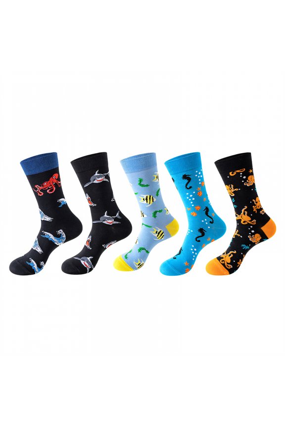 5Pairs Boot Socks for Women,Sweat-Wicking & Odor-Free Womens Crew Socks,Mid-Calf Length Long Socks,Combination1