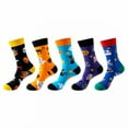 thumbnail image 1 of TELOLY 5Pairs Boot Socks for Women,Unique Print Womens Crew Socks,Color Block Design Long Socks,Combination7, 1 of 1