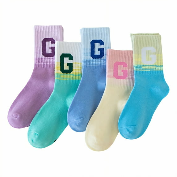 TELOLY 5Pairs Kids Socks,1-3 Years Old Boys Socks 4-6 Years,Breathable and Absorbent Girls Socks 6-8 Years Old,Style4,Size 21-24