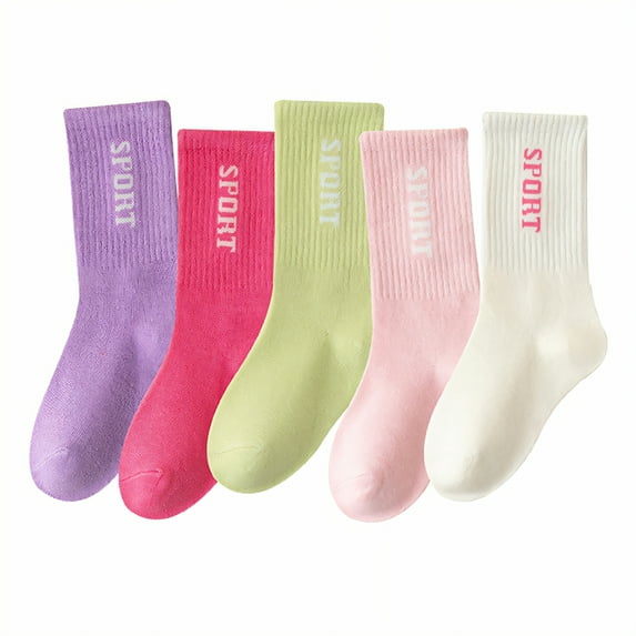 TELOLY 5Pairs Kids Socks,1-3 Years Old Boys Socks 4-6 Years,Unisex Fit Girls Socks 6-8 Years Old,Style5,Size 21-24