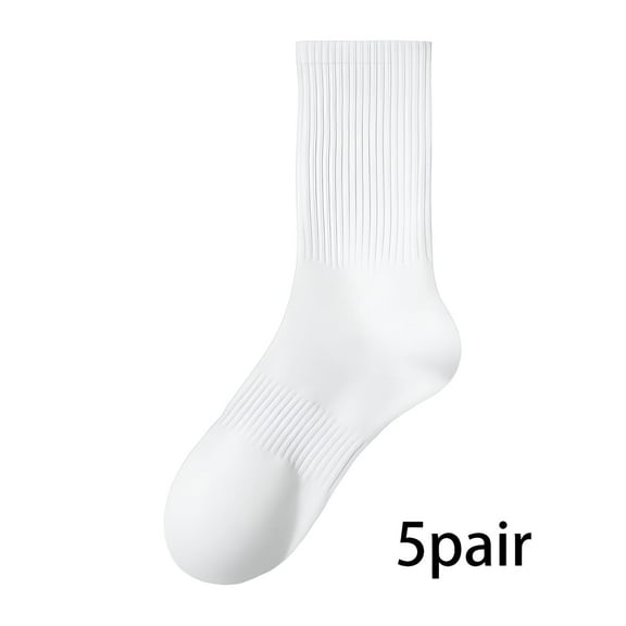 TELOLY 5Pairs Mens Ankle Socks9-13Mens Ankle Socks Size 9-11 Men's Socks ,White