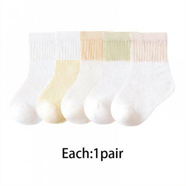 TELOLY 5Pairs Toddler Socks,Mesh Keeps Feet Dry and Comfy Toddler Girl Socks,Cotton Socks for 3-5 Years Old Kids Socks,Colormixing2,L