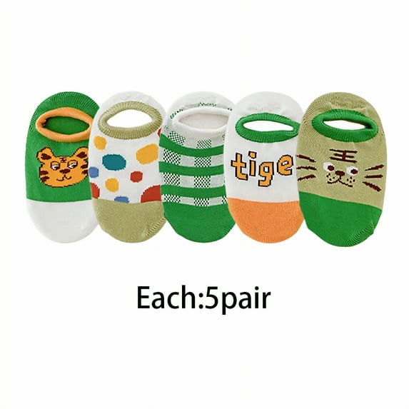 TELOLY 5Pairs Toddler Socks,Multi-Color Options Toddler Socks 4T-5T,Lightweight and Breathable Kids Socks,Style3,M