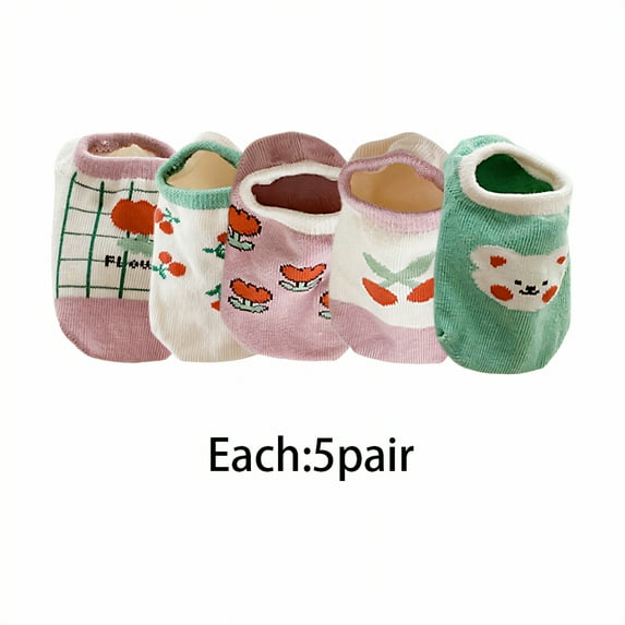 TELOLY 5Pairs Toddler Socks,Non-Tight Sock Opening Toddler Socks 4T-5T,Lightweight and Breathable Kids Socks,Style2,M