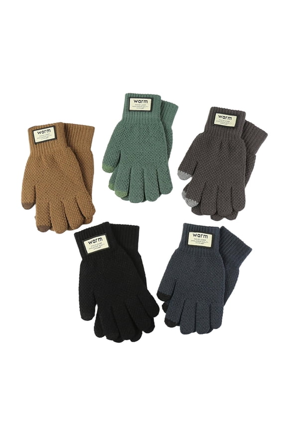 5Pairs Winter Gloves Korean Style Wool Gloves Fleece-Lined Merino Wool Gloves Winter Essential Multicolor