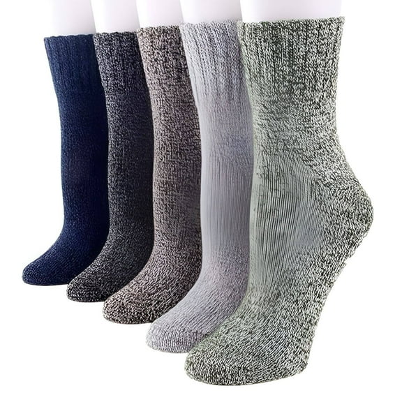 TELOLY 5Pairs Wool Socks for Women,Mid-Calf Length Thick Socks Women,Versatile Pairing with Any Shoe Style Womens Boot Socks,Style1