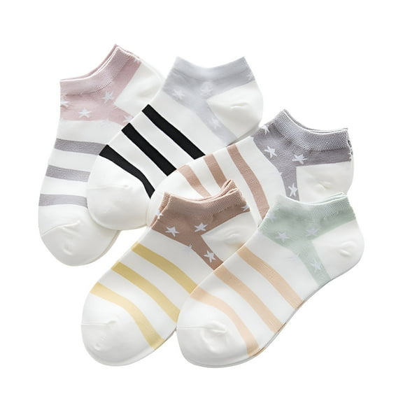 TELOLY 5Pairs Ankle Socks for Women,Womens Socks Size 7-9,Cotton Ankle Socks