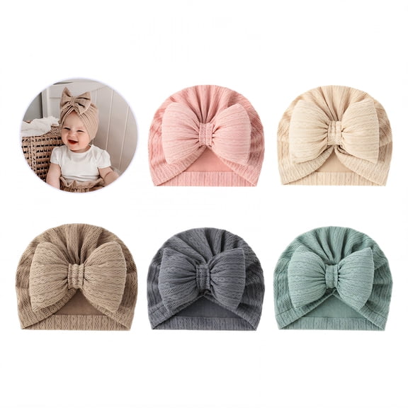 TELOLY 5Pcs Baby Hats,Playful Bow Design Baby Beanies 6-12 Months,Adds Fun and Charm Kids Beanie,Multicolor1