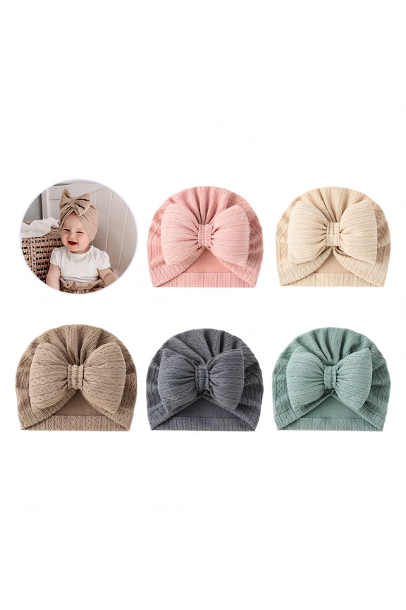 5Pcs Baby Hats,Playful Bow Design Baby Beanies 6-12 Months,Adds Fun and Charm Kids Beanie,Multicolor1