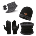thumbnail image 1 of TELOLY 5Pcs Hat Scarf Glove Set for WomenScarf and Shawl Two-In-One Wool ScarfSuitable for All Age Groups Fine Weaving Craftsmanship Winter Scarf,Black, 1 of 2