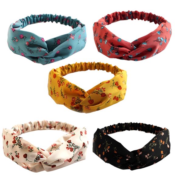 TELOLY 5Pcs Headbands for Women,Cloth Sweat Bands,Sweat Headbands for Women,Mixing5