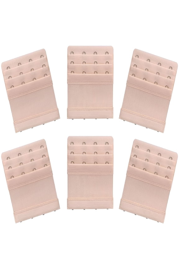 6-Pack Adjustable Bra Extenders 4 Hook 3 Row Bra Band