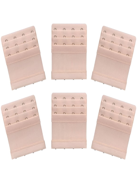 6-Pack Adjustable Bra Extenders 4 Hook 3 Row Bra Band