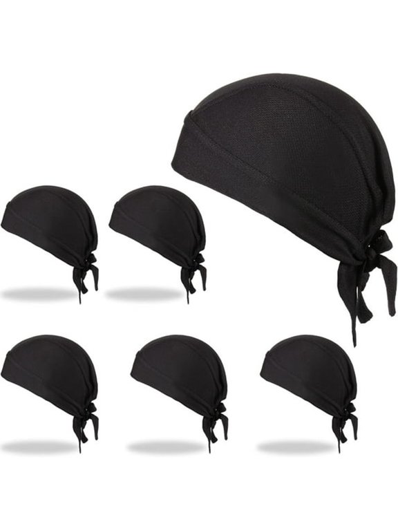 6 Pack Do Rags Sweat Wicking Beanie Cooling Durags Skull Cap Motorcycle Head Wrap Bandana for Men Women Elastic Cycling Sports Cap Bandana