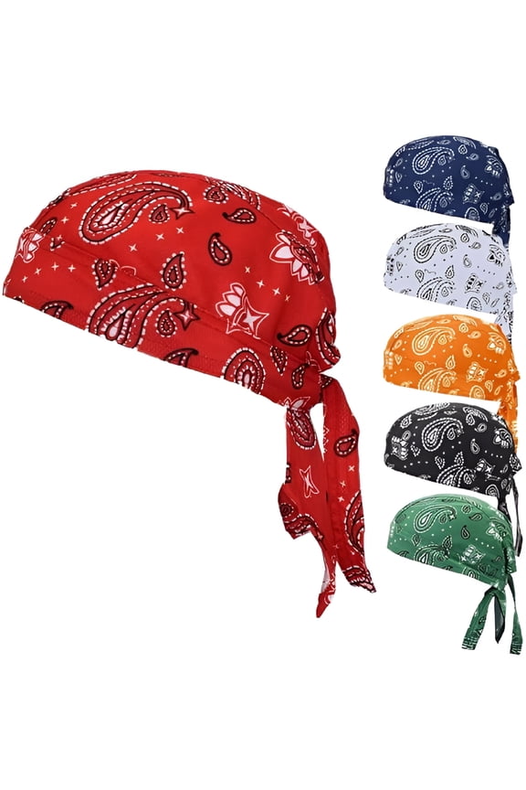 6 Pack Skull Caps for Men Sweat Wicking Doo Rags Cooling Helmet Liner Cycling Motorcycle Bandana