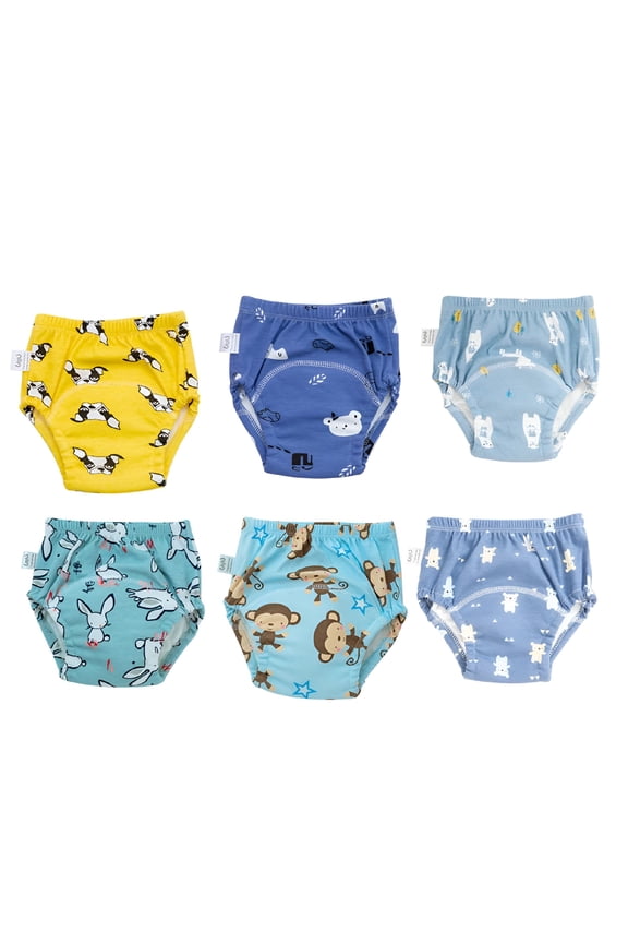 6 Pack Unisex Cotton Reusable Potty Training Underwear Breathable Toddler Boys and Girls Pee Training Underpants Waterproof Training Pants