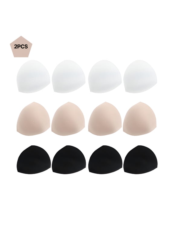 6 Pairs/1 Set Triangle Removable Bra Pad Inserts Breathable Sponge Pads for Women Ladies Girls Size S (Black/White/Skin Color, Each 2 Pairs)