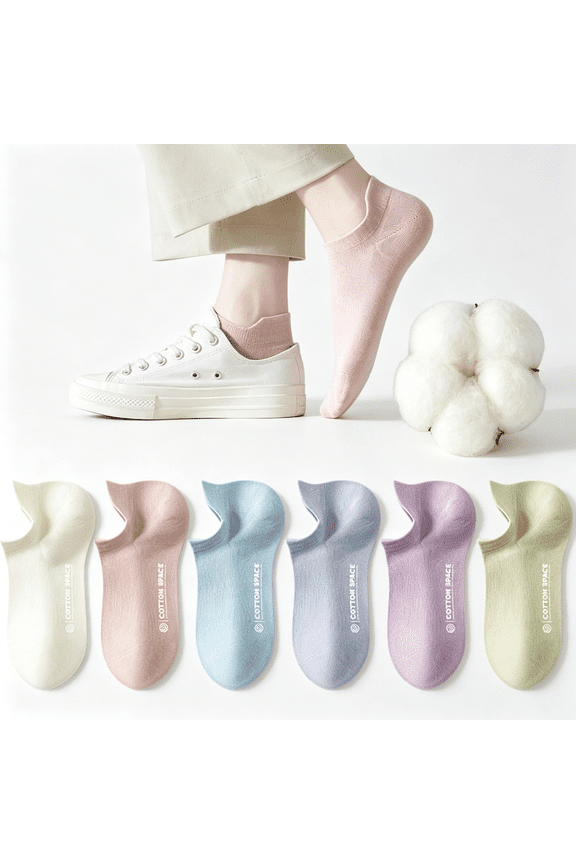 6 Pairs 100% Cotton Thin Socks Women No Show Casual Lightweight Low Cut Ankle Socks Non Drop Heel Soft Breathable Thin No Show Socks Womens 4-8.5