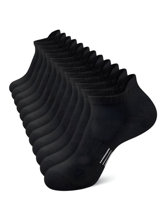 6 Pairs Mens Ankle Socks Cushioned Running Athletic Low Cut Breathable Moisture Wicking Arch Support Size 12-16