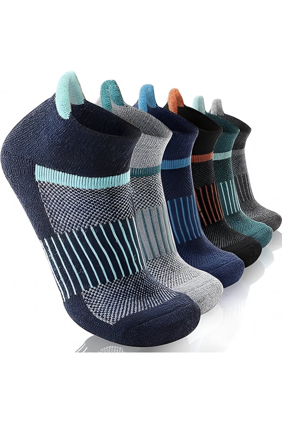 6 Pairs Merino Wool Hiking Socks, Compression Ankle Support with Thick Cushion, Moisture Wicking Athletic Running