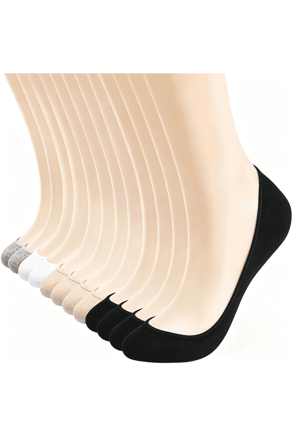6 Pairs No Show Socks Womens,Ultra Low Cut Liner Non Slip Footies Socks for Flats Invisible Boat Shoe Size 5-8/9-11