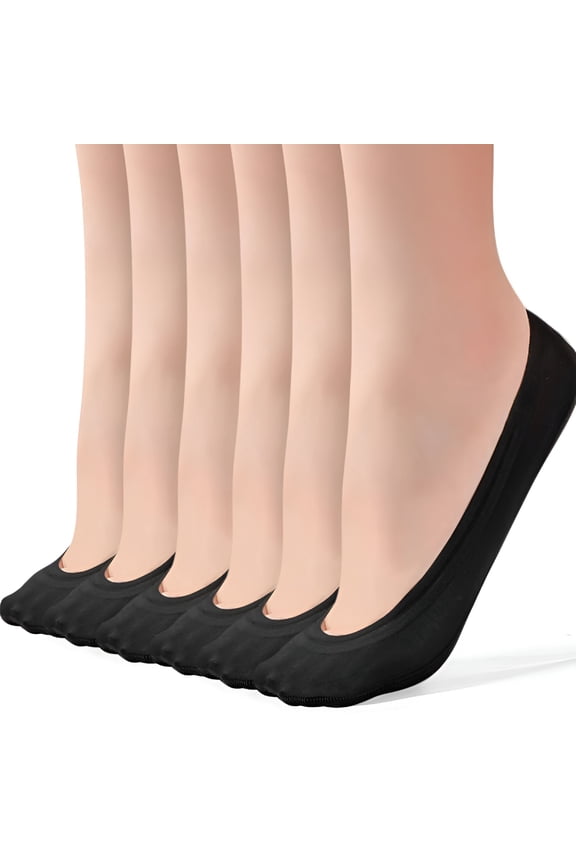 6 Pairs No Show Socks Womens Ultra Low Cut Nylon Thin Socks for Flat Invisible Non Slip Liner Footies