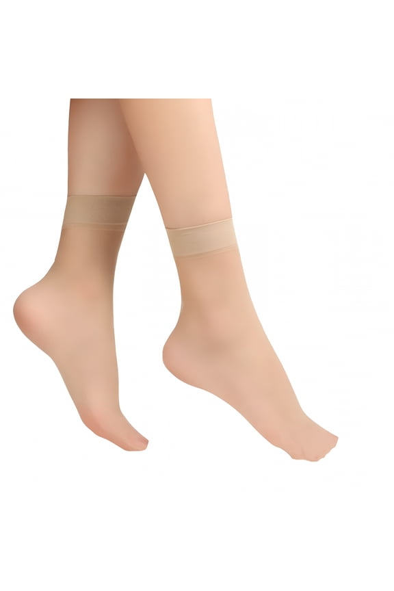6 Pairs Sheer Ankle Socks for Women, Ultra Thin Nude Nylon Hosiery, Soft See-Through Stockings for Work and Party