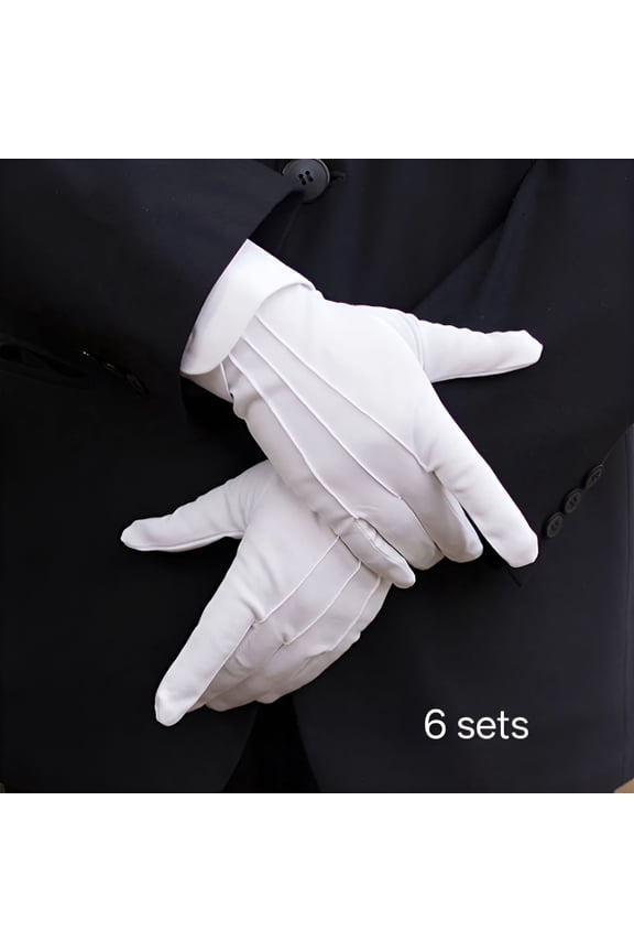 6 Pairs Soft Formal White Cotton Gloves for Tuxedo Honor Guard Parade Inspection Collection Serve Formal Dress Gloves White Costume Gloves