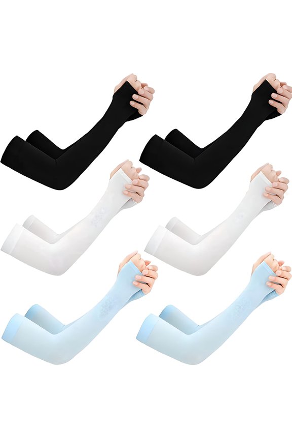 6 Pairs UV Sun Protection Cooling Arm Sleeves - UPF 50 Arm Cover For Men Women Warm Sleeves Running Cycling