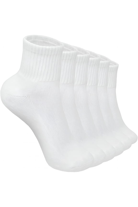 6 Pairs Women Ankle Socks Cotton Solid Color with Cushion for Athletic Running