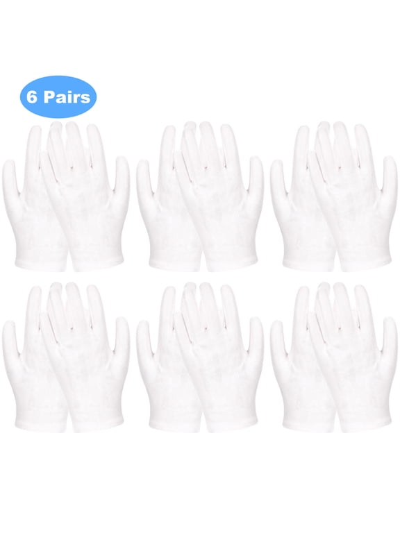 6 Pairs Work Gloves,Thickened White Gloves,Cotton Gloves for Dry Hands,Safety Gloves for Work Production,Hotel Etiquette,Jewelry & Antique Care