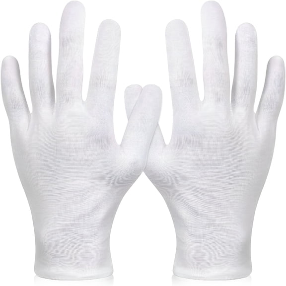 TELOLY 6 Pairs XL White Cotton Gloves for Dry Hand Moisturizing Cosmetic Eczema Hand Spa and Coin Jewelry Inspection