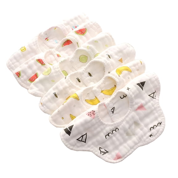TELOLY 6 Pcs Baby Muslin Bandana Drool Bibs, Organic Cotton Super Absorbent Hypoallergenic Bibs for Boys Girls Newborn Infant Teething