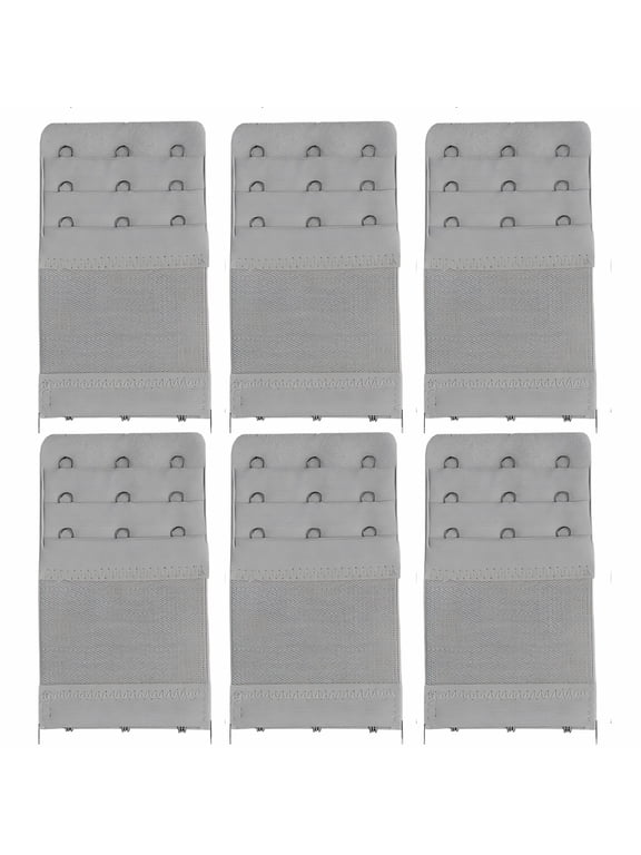 6 Pcs Bra Extender,3.5" Customizable Fit with Various Sizes Bra Extender Value Pack,Rust-Resistant Stainless Steel Fasteners Bra Band Extension Strap,Gray