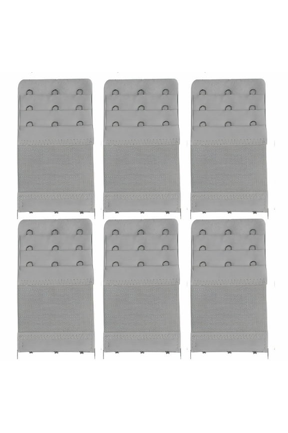 6 Pcs Bra Extender,3.5" Customizable Fit with Various Sizes Bra Extender Value Pack,Rust-Resistant Stainless Steel Fasteners Bra Band Extension Strap,Gray