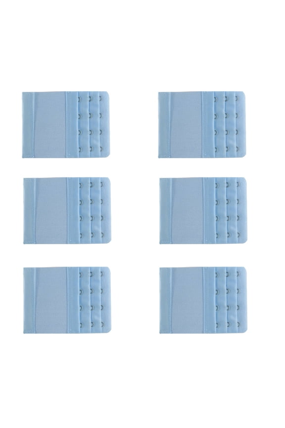6 Pcs Bra Extender,3.8" Elastic Stretch Three-Row and Four-Fasteners Bra Extension Strap,Skin-Friendly Fabric Bra Back Extender,Blue