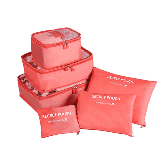 TELOLY 6 Pcs Packing Cubes Compression Packing Cubes for Travel Storage Luggage Packing Cube for Travel Suitcase Watermelon Red