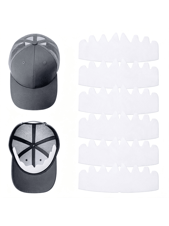 6 Pcs White Baseball Caps Inserts Shapers, Flexible Washable Reusable Hat Liner Cap Fitter Inserts, Felt Hat Sweat Liner Hat Support Brim Shaper for Snapback Caps Fitted Caps Sport Caps
