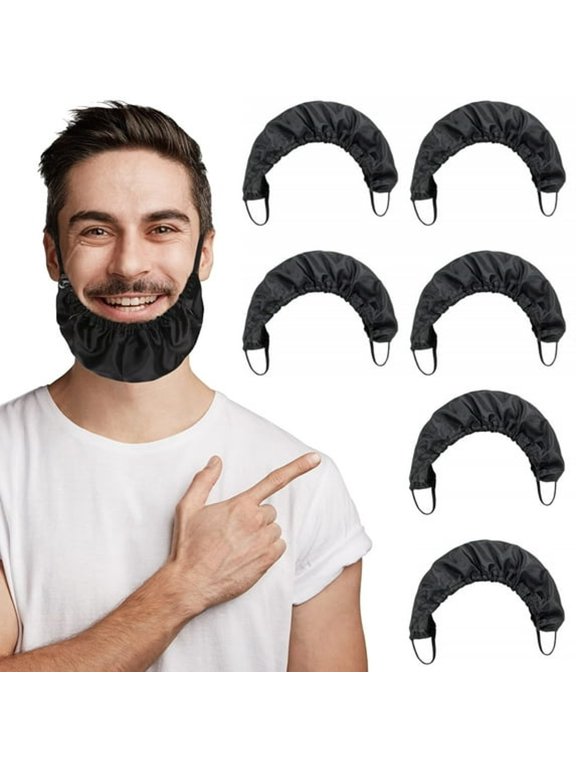 6 Pieces Beard Caps Mask Beard Bonnet for Men Beard Bandana Covers Adjustable Facial Hair Apron Guard Bonnet Bedtime Bib Cap Bandana for Men (Black)