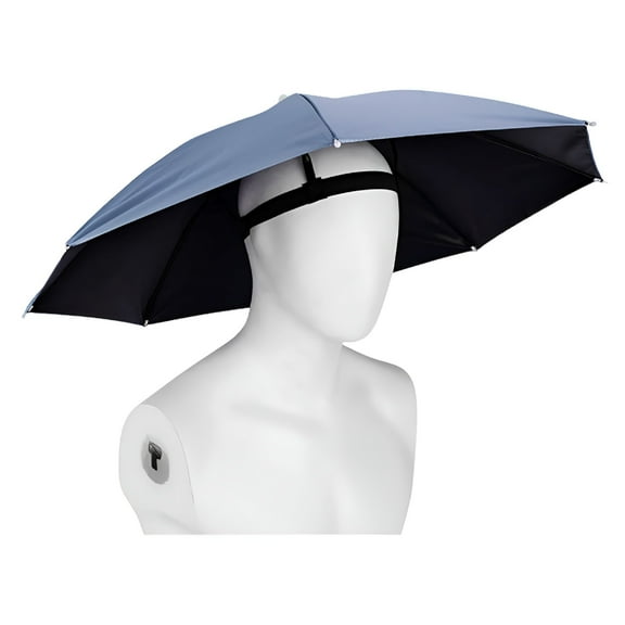 TELOLY 69Cm Uv Protection Umbrella Hat Hands-Free Sun Blocking Umbrella Hat with Elastic Headband Waterproof Adults Outdoor Fishing Folding Umbrella Hat